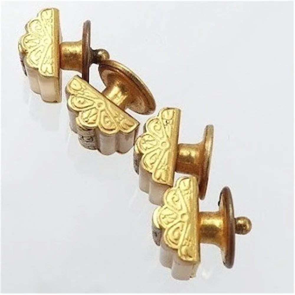 Vintage Art Deco Double Sided Cufflinks Ribbed Lucite Gold Tone Pair